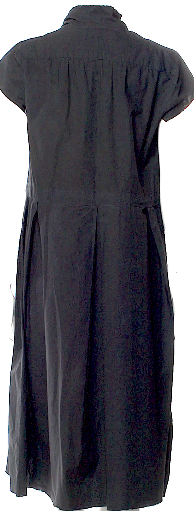 Hannoh Wessel Italy. Black Cotton V-Neck Midi Length Dress