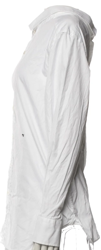 Hommegirls White Cotton Long Sleeve Button-Up Top/Tunic