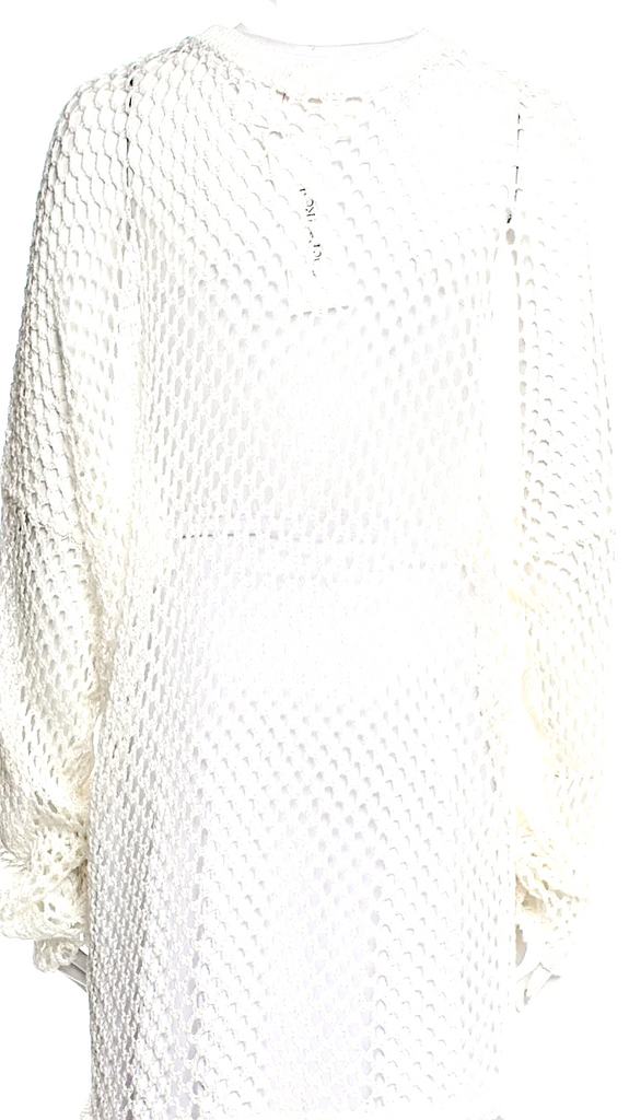 Isabel Benenato Italy. Open Knit Neutral Color Linen Bateau Neckline Tunic Top