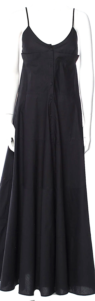 Isabel Benenato Italy. Black Scoop Neck Long Dress