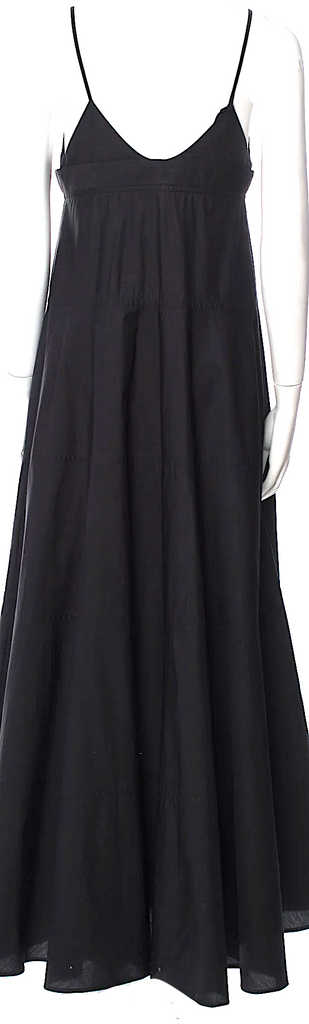 Isabel Benenato Italy. Black Scoop Neck Long Dress