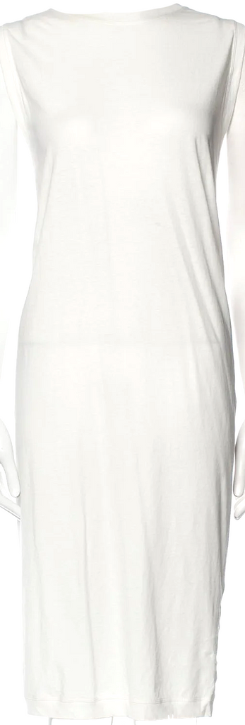 Isabel Benenato Italy. White Cotton Bateau Neckline Sleeveless Dress