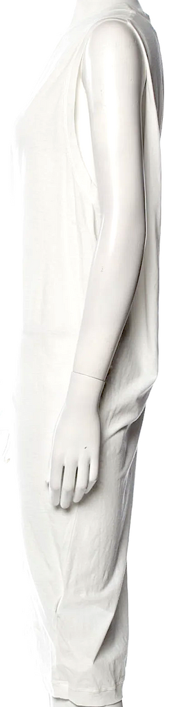 Isabel Benenato Italy. White Cotton Bateau Neckline Sleeveless Dress