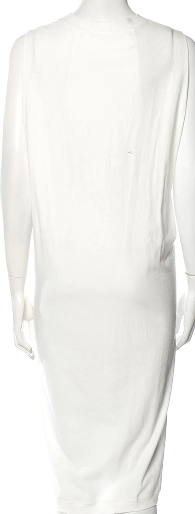 Isabel Benenato Italy. White Cotton Bateau Neckline Sleeveless Dress