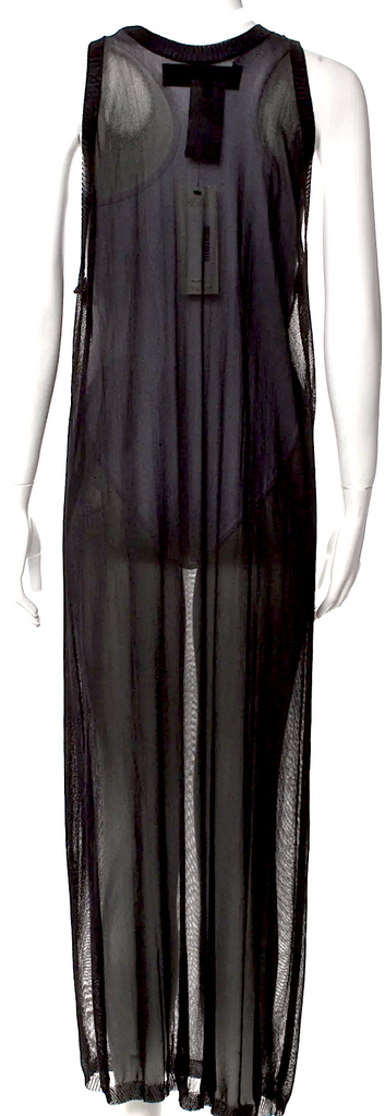 Isabel Benenato Italy. Dark Grey Semi-Sheer Viscose Long Maxi Dress