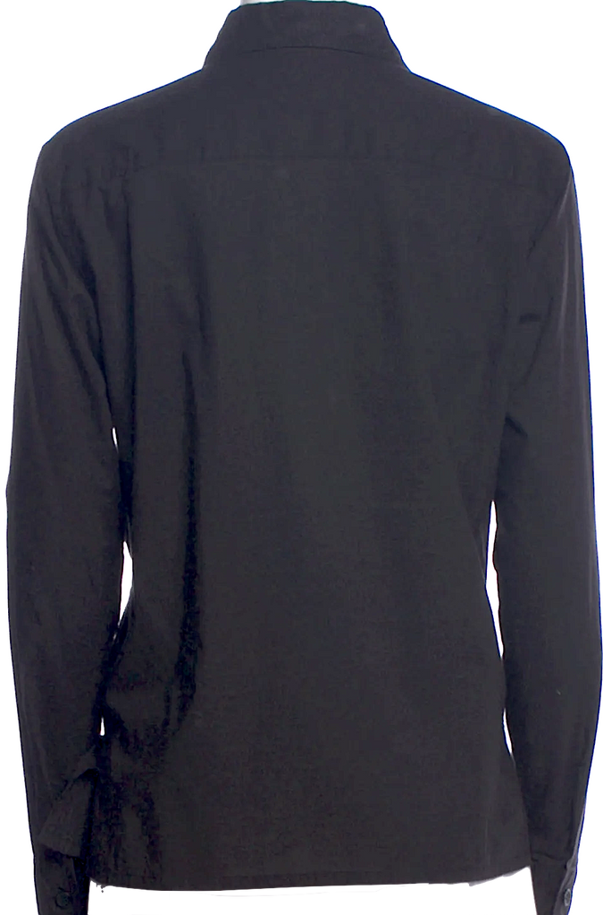 Issey Miyake Japan. Fete. Black Cotton Blend Long Sleeve Button-Up Top