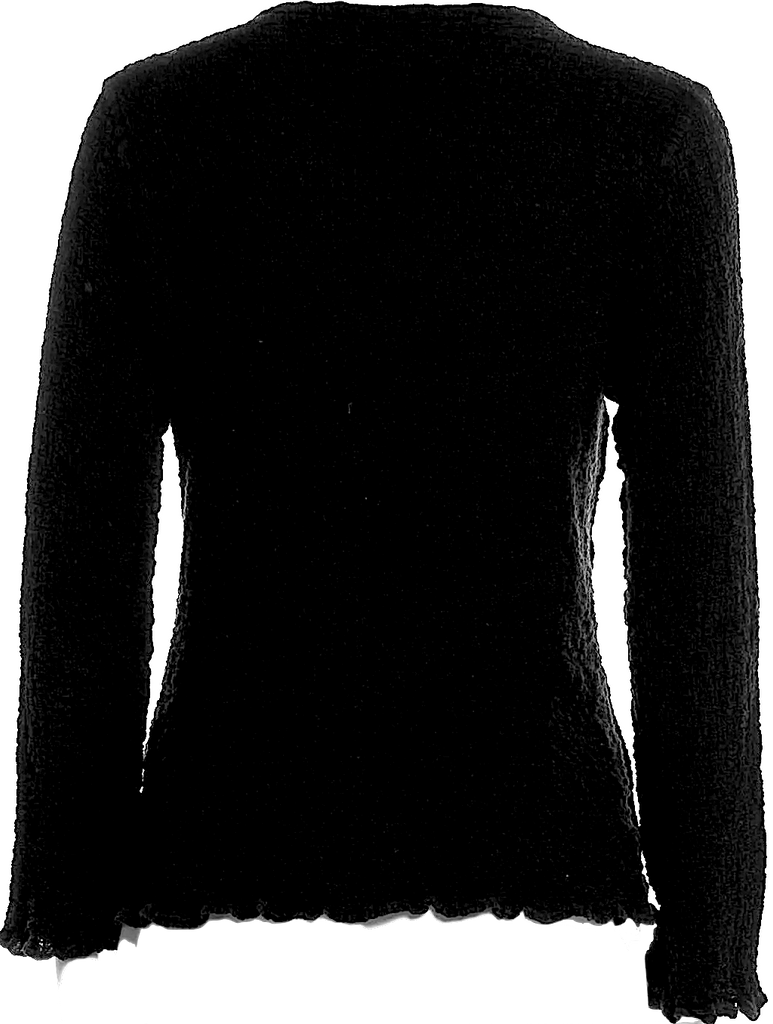 Issey Miyake Japan. "Me Line" Black Crew Neck Long Sleeve Button-Up Top