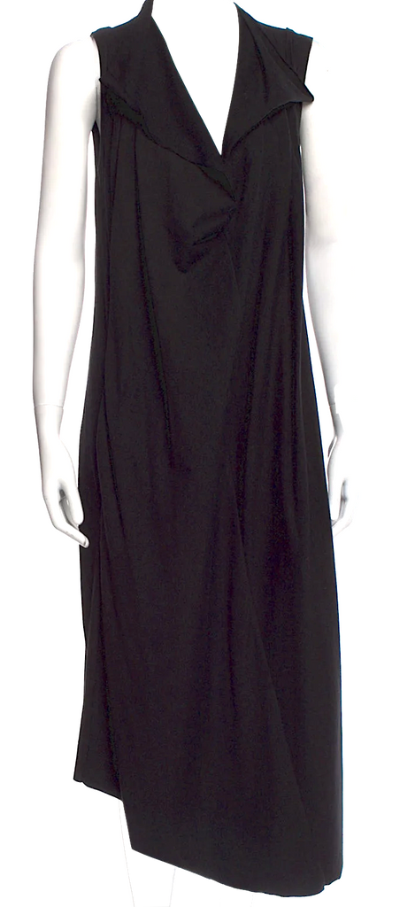 IVAN GRUNDAHL Copenhagen.Black Cotton/Spandex Cowl Neck Midi Length Dress