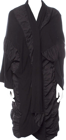 Yohji Yamamoto Japan. Y's Black Cotton Wrinkled Long Jacket