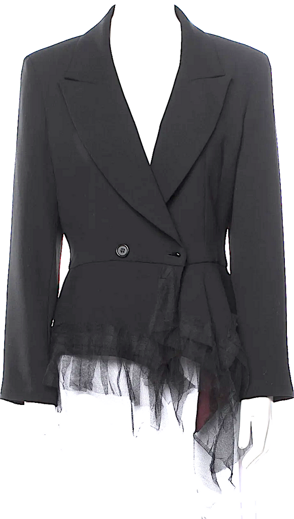 IVAN GRUNDAHL COPENHAGEN. Black Viscose Blend Mesh Accents Blazer