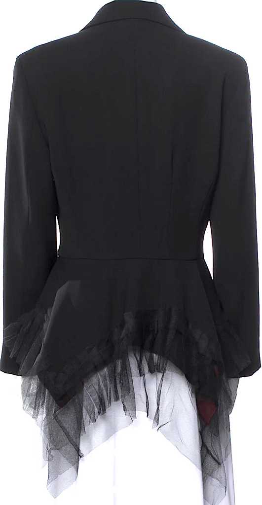 IVAN GRUNDAHL COPENHAGEN. Black Viscose Blend Mesh Accents Blazer