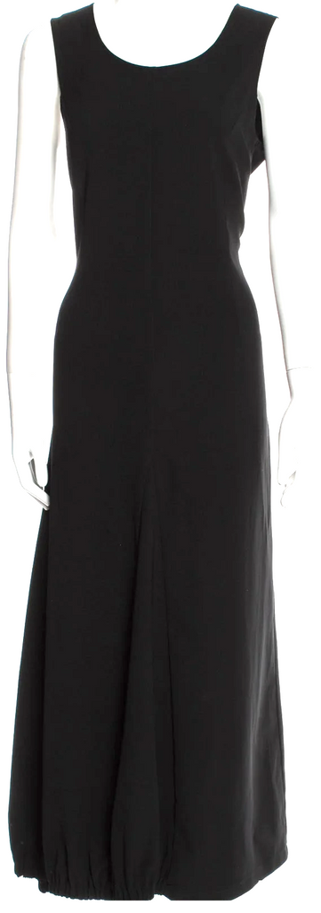 Ivan Grundahl Copenhagen. Black PolyTech Fabric Scoop Neck Long Dress