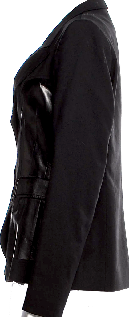 Ivan Grundahl Copenhagen Black Wool Black Leather Trim Accents Blazer