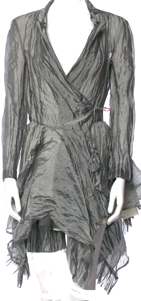 Ivan Grundahl Copenhagen. Grey/Silver V-Neck Knee-Length Dress