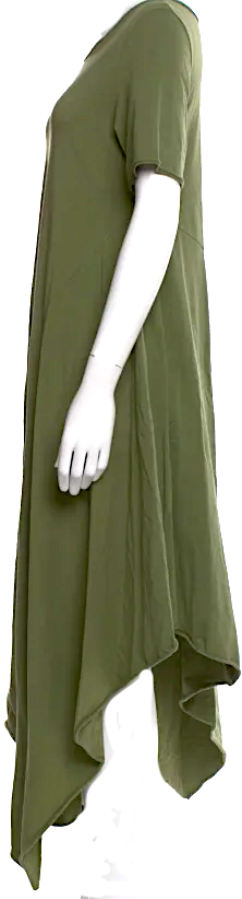 Ivan Grundahl Copenhagen. Green Cotton/Elastane Blend Scoop Neck Long Dress