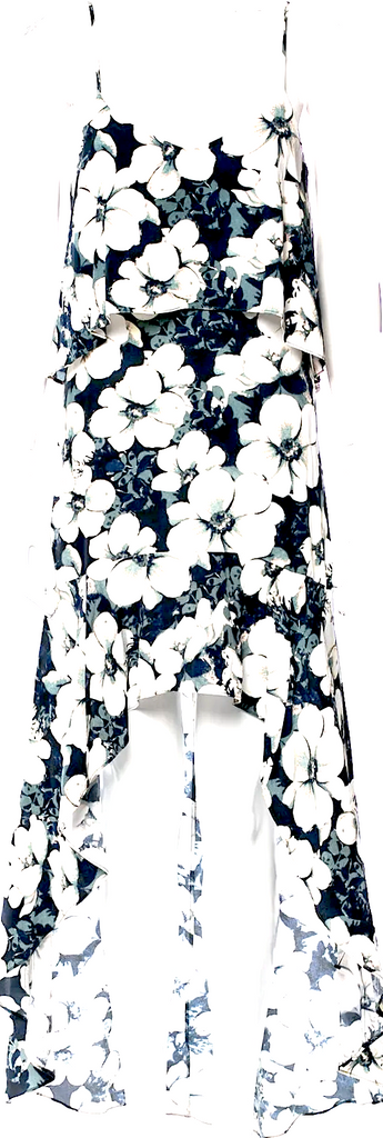 Intermix NY. Grey Floral Print Silk Long Dress