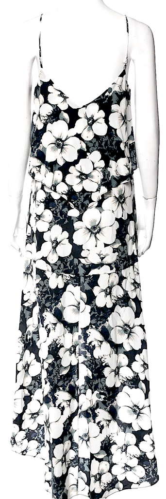 Intermix NY. Grey Floral Print Silk Long Dress