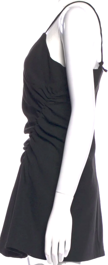 JACQUEMUS PARIS. Black Viscose Blend Pleated Accent Mini Dress