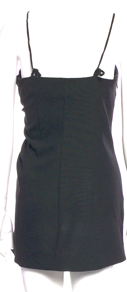 JACQUEMUS PARIS. Black Viscose Blend Pleated Accent Mini Dress