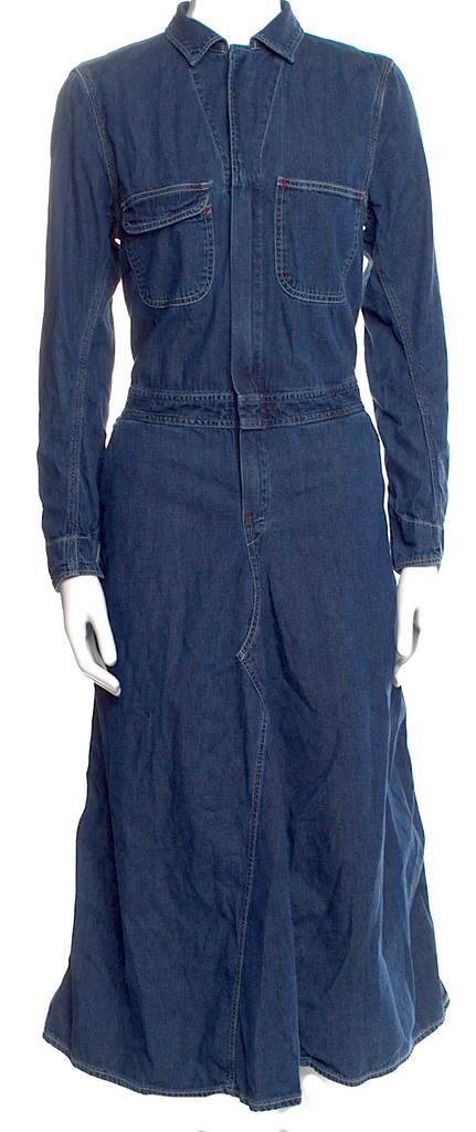 Kapital Japan. Blue Cotton Denim Long Shirtdress