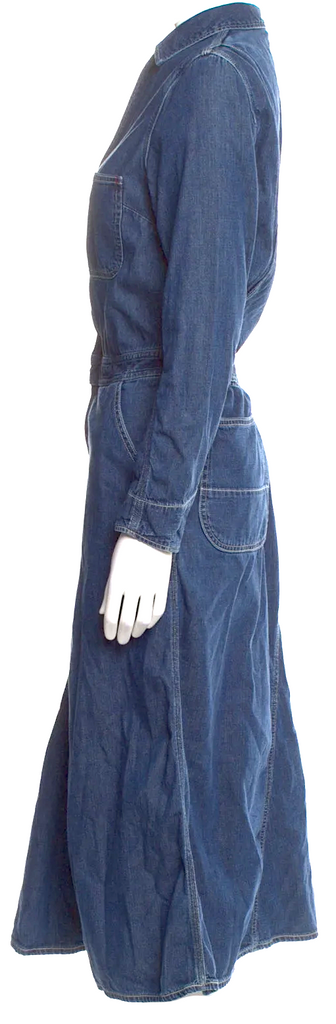 Kapital Japan. Blue Cotton Denim Long Shirtdress