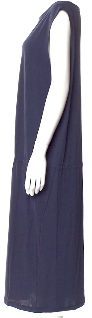 La Garconne Moderne. Blue Cotton/Modal Sash Tie Closure Sheath Dress