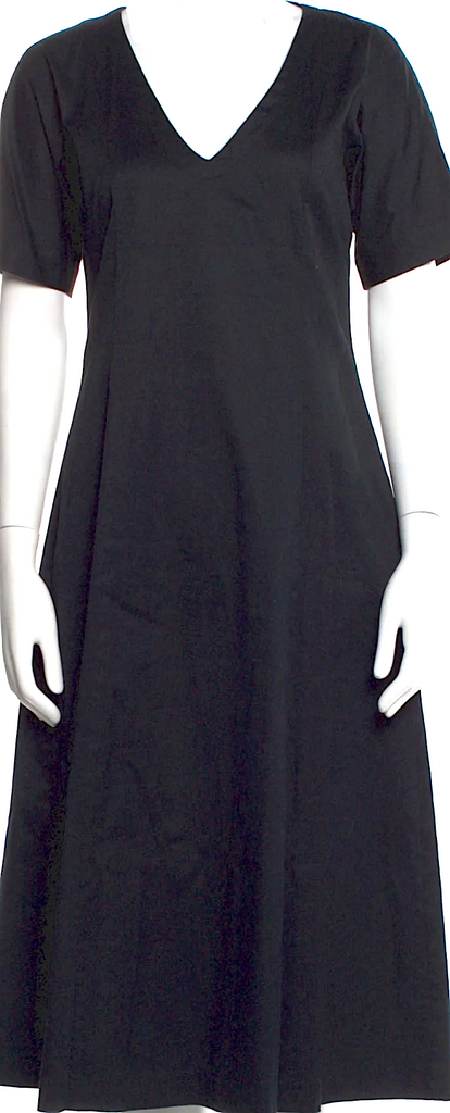 La Garçonne Moderne Cotton/Lycra Black Midi Length Dress
