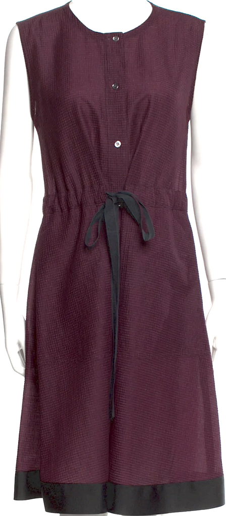 Maison Margiela Paris. MM6 Violet/Brown Cotton Blend Crew Neck Knee-Length Dress