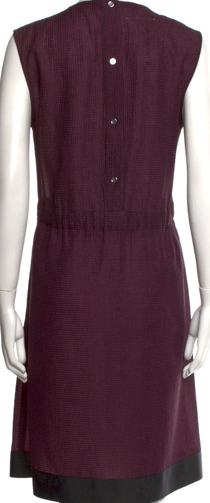 Maison Margiela Paris. MM6 Violet/Brown Cotton Blend Crew Neck Knee-Length Dress