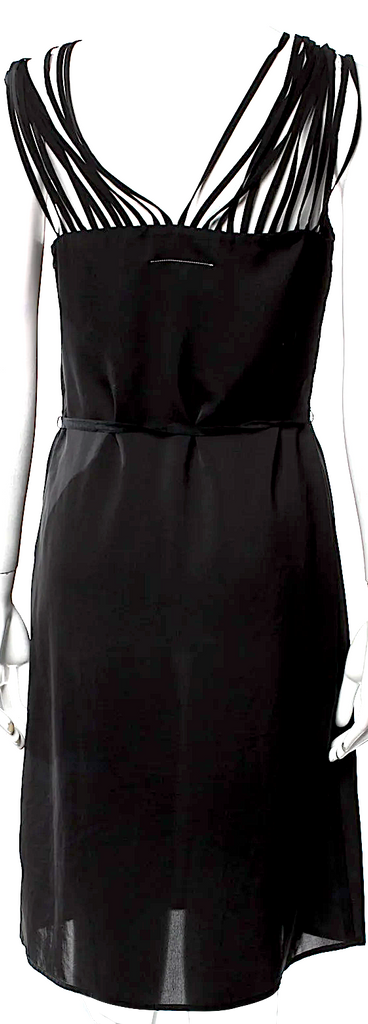 Maison Margiela Paris. MM6 Black V-Neck Knee-Length Dress