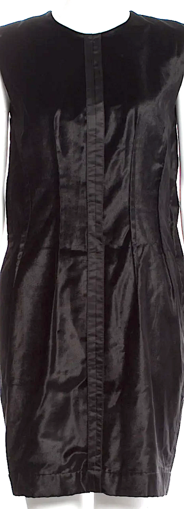 Maison Margiela MM6 Paris. Black Cotton/Modal Blend Crew Neck Mini Dress