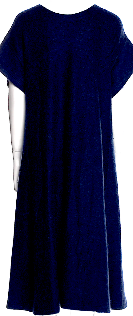 Maison Margiela Paris. MM6. Blue Mohair, Polymaide, Acrylic Blend Short Sleeves Crew Neck Midi Length Dress