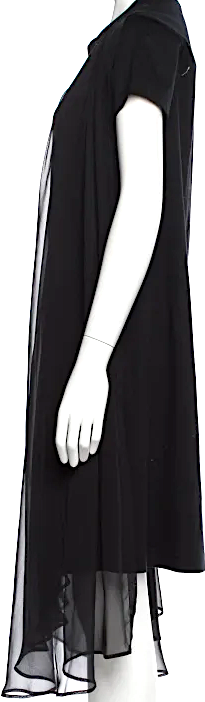 noir kei ninomiya (Comme des Garcons) Japan. Black Cotton Crew Neck Midi Length Dress