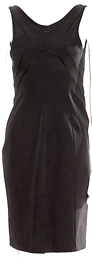 PRADA ITALY. Black PolyTech/Elastane Sport Scoop Neck Mini Dress