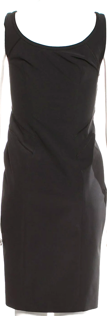 PRADA ITALY. Black PolyTech/Elastane Sport Scoop Neck Mini Dress