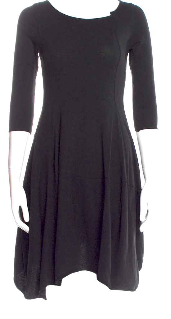 Rundholz Black Label. Black 3/4 Sleeve Polytech Fabric Mini Dress