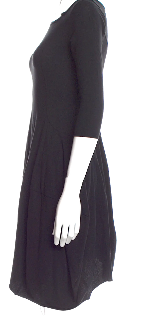 Rundholz Black Label. Black 3/4 Sleeve Polytech Fabric Mini Dress