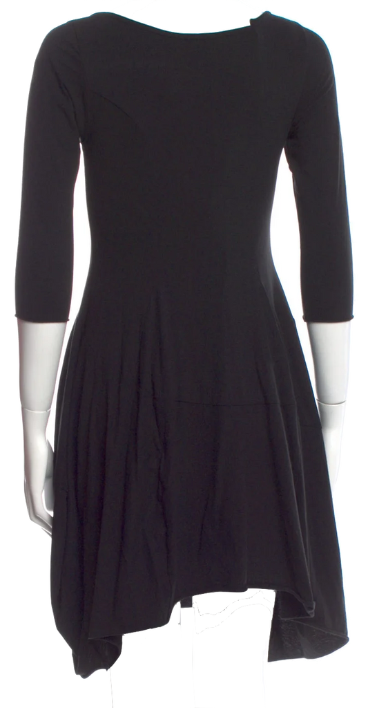 Rundholz Black Label. Black 3/4 Sleeve Polytech Fabric Mini Dress