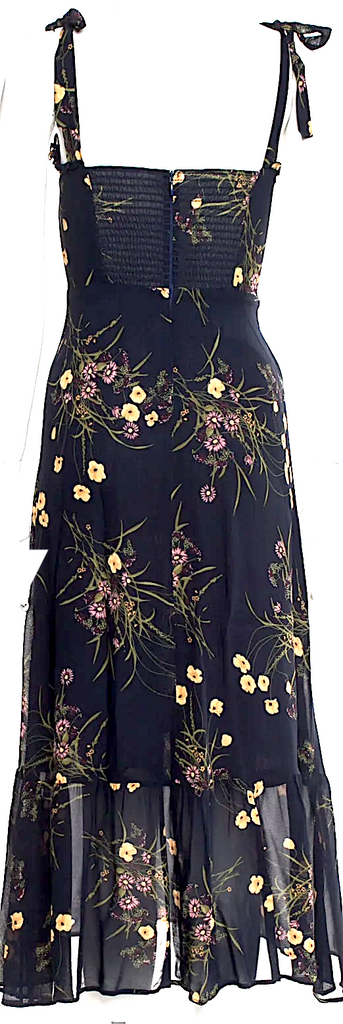 Reformation Blue Viscose Floral Print Long Dress