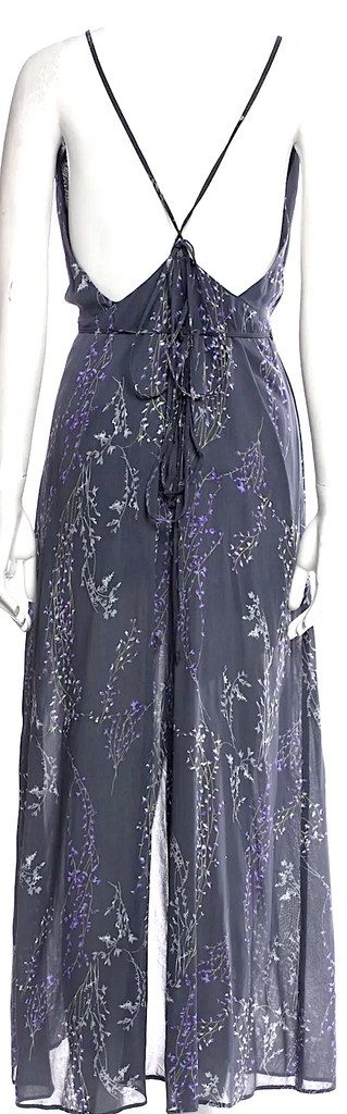 Reformation. Blue Ruffle Printed Long Dress