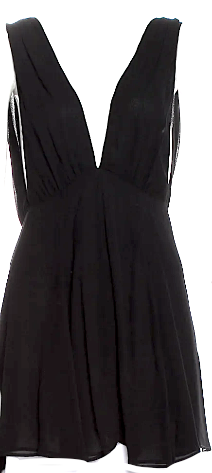 Reformation Black Viscose Plunge Neckline Sleeveless Tunic