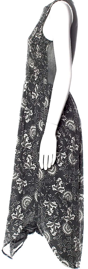 Ulla Johnson Grey Cotton Lace Printed Pattern Long Dress