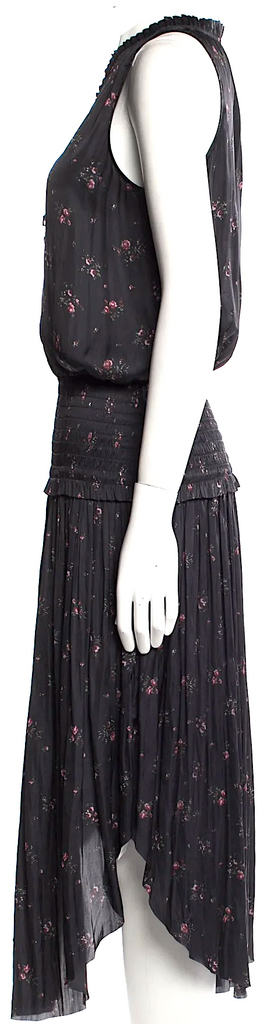 Ulla Johnson Black Semi-Sheer Floral Print Long Dress