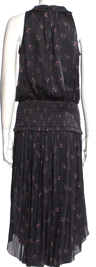 Ulla Johnson Black Semi-Sheer Floral Print Long Dress