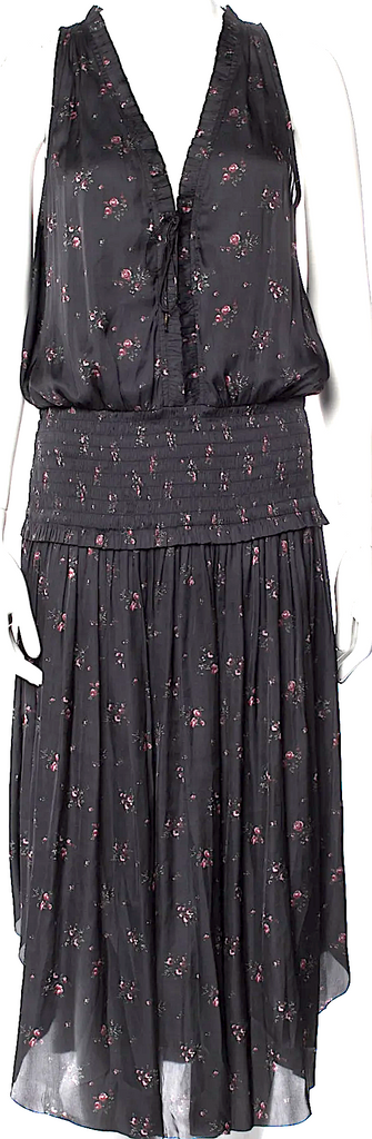 Ulla Johnson Black Floral Print Long Dress
