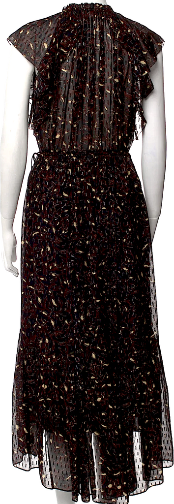 Ulla Johnson Black Silk Abstract Print Long Dress