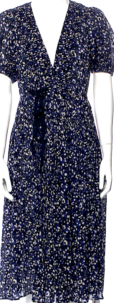 Ulla Johnson Blue Cotton Floral Print Midi Length Dress