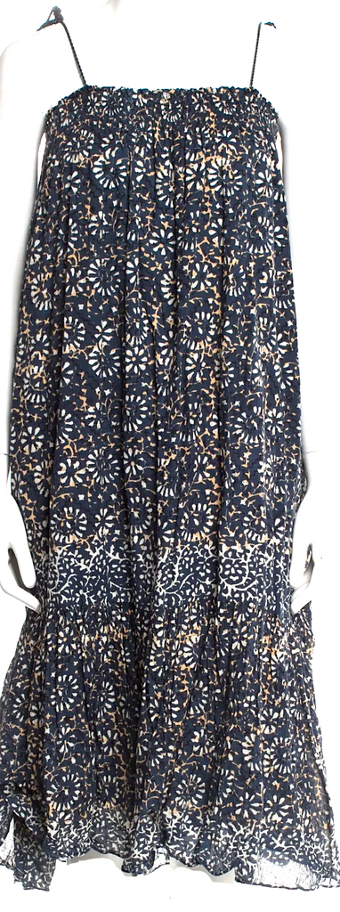 Ulla Johnson Blue Cotton Floral Print Knee-Length Dress