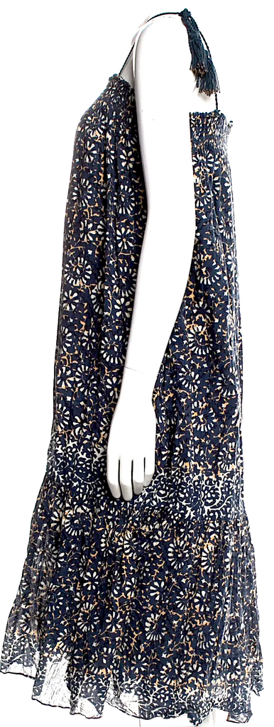 Ulla Johnson Blue Cotton Floral Print Knee-Length Dress