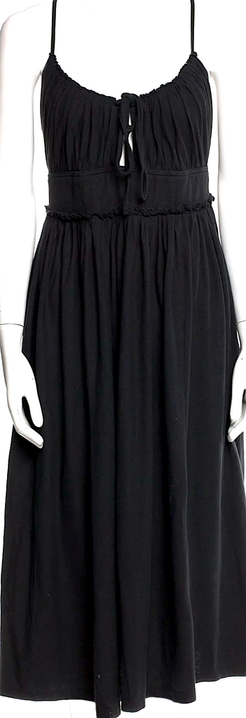 Ulla Johnson NY, Black Cotton Scoop Neck Midi Length Dress